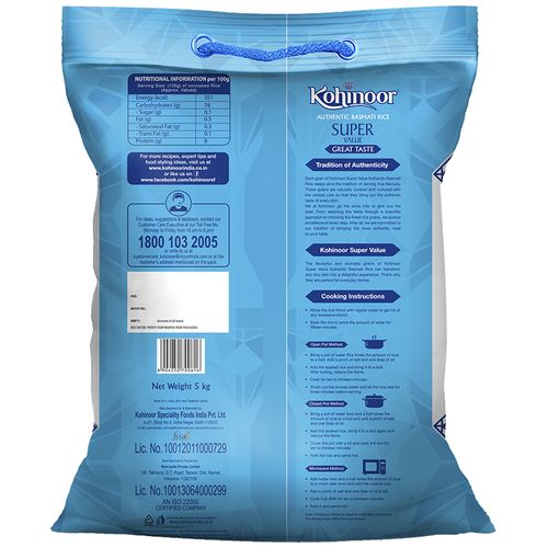 Kohinoor Basmati Rice - Authentic, Super Value, 5 kg